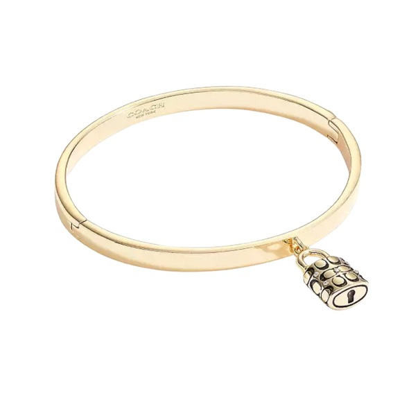 NWT Coach Gold Bangle Bracelet with Charm - Picture 1 of 3